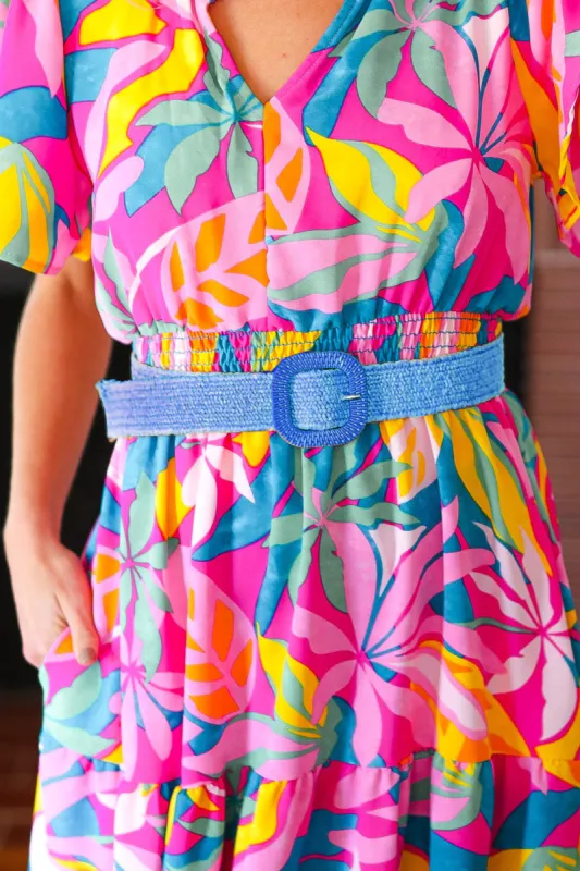 Blue Woven Square Buckle Stretchy Belt sold by Charming Charlie