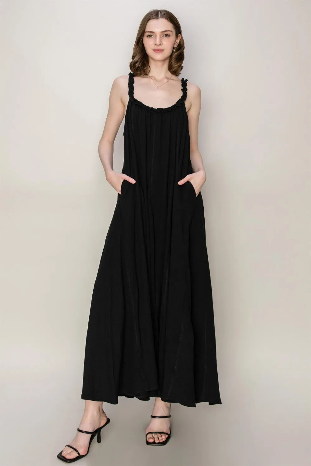HYFVE Frill Sleeveless A-Line Maxi Dress sold by Charming Charlie