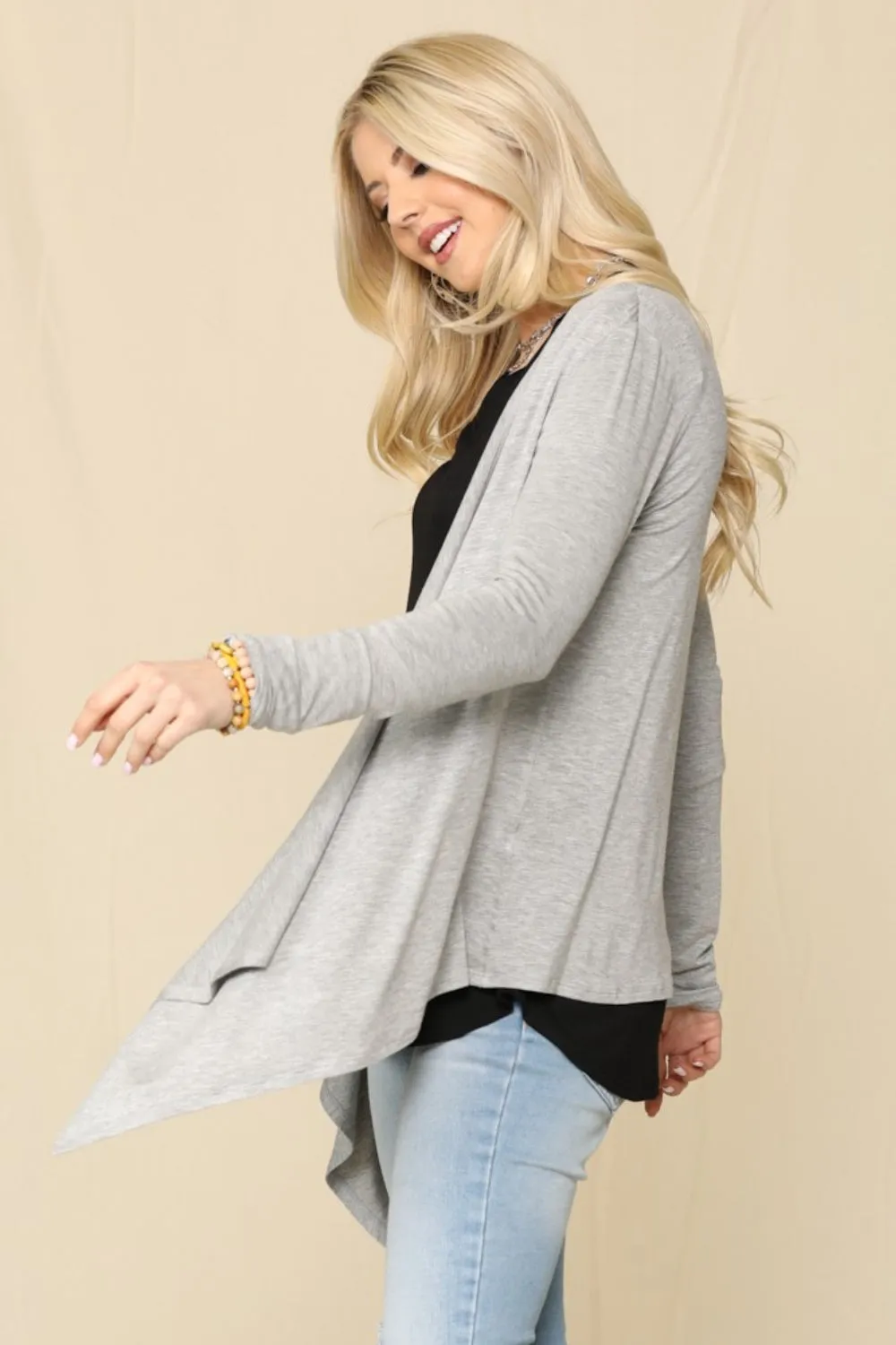 Celeste Full Size Open Front Knit Cardigan sold by Charming Charlie product image thumbnail 3