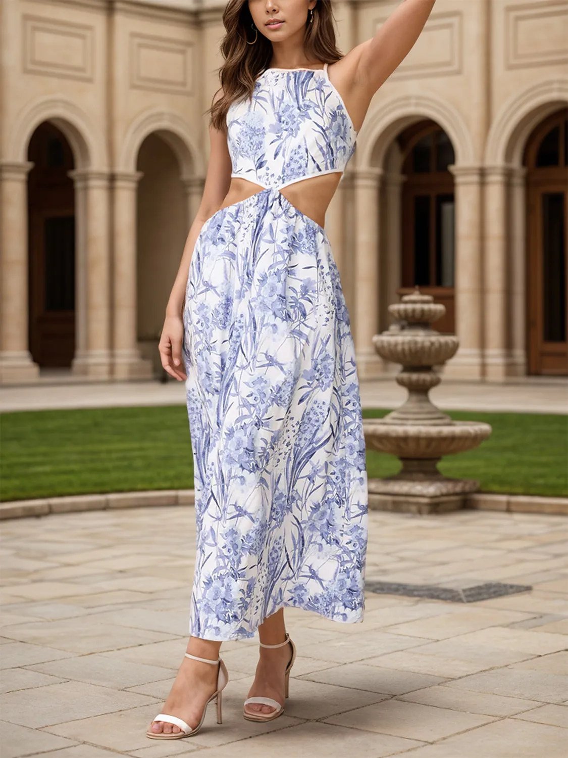 Cutout Printed Sleeveless Midi Dress sold by Charming Charlie