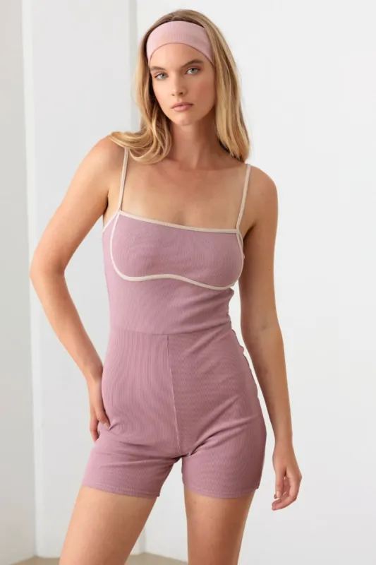 Le Lis Contrast Trim Ribbed Knit Bodycon Romper sold by Charming Charlie