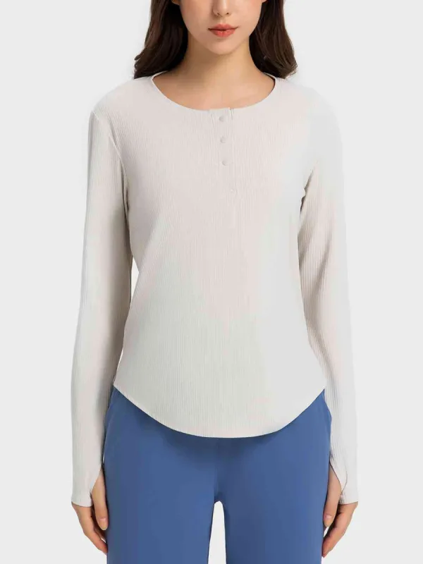 Round Neck Long Sleeve Sport Top sold by Charming Charlie