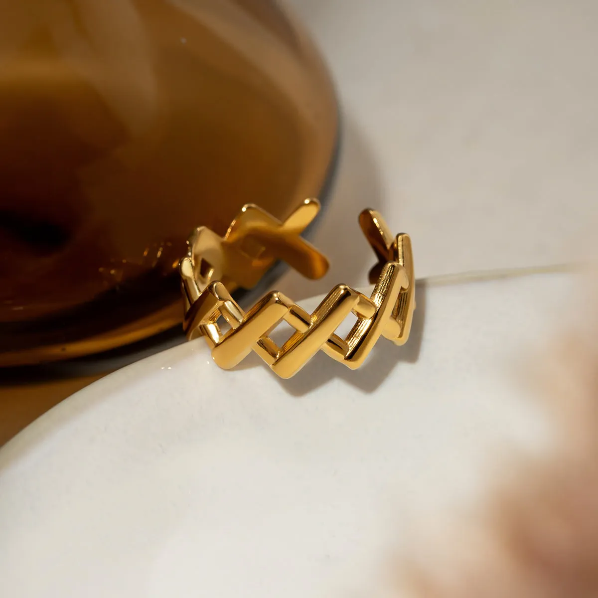 Stainless Steel Cutout Open Ring sold by Charming Charlie product image thumbnail 4