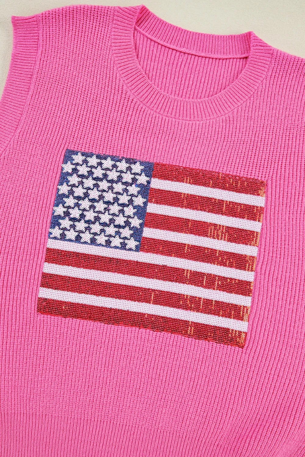 Sequin US Flag Round Neck Sweater Vest sold by Charming Charlie product image thumbnail 4
