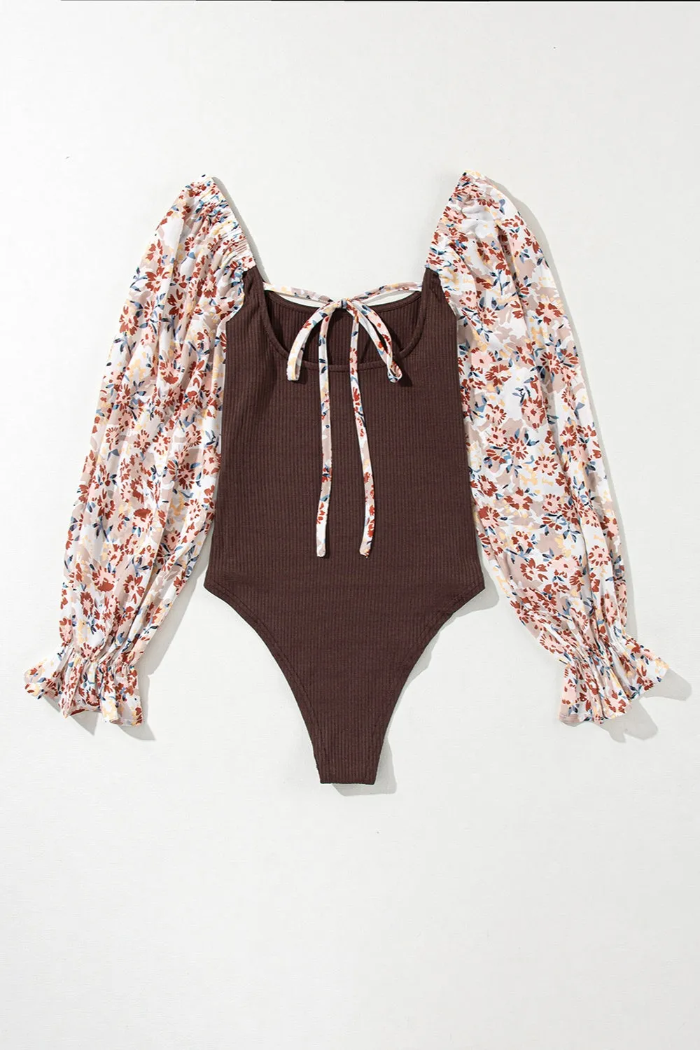 Printed Scoop Neck Flounce Sleeve Bodysuit sold by Charming Charlie product image thumbnail 4