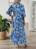 Printed Notched Half Sleeve Maxi Dress sold by Charming Charlie