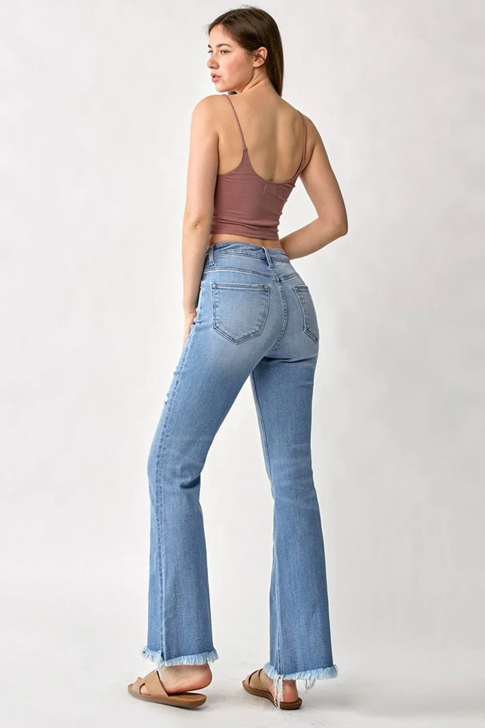 RISEN High Rise Frayed Hem Bootcut Jeans sold by Charming Charlie product image thumbnail 5