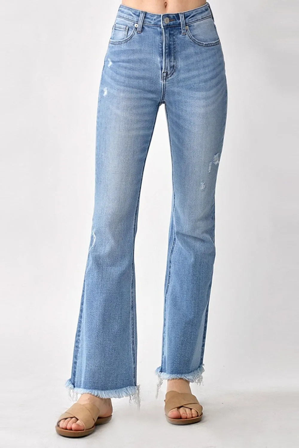 RISEN High Rise Frayed Hem Bootcut Jeans sold by Charming Charlie