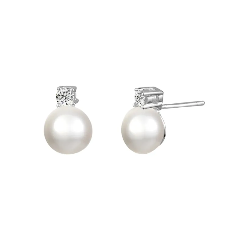 GL Creations- Sterling Silver Pearl & CZ Stud Earrings sold by Charming Charlie