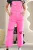 Distressed Pocketed Wide Strap Denim Overalls sold by Charming Charlie
