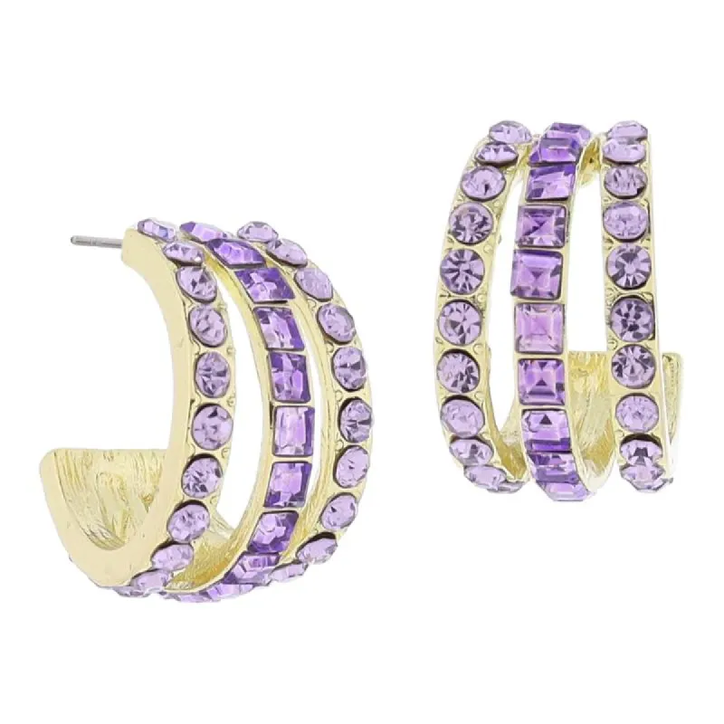 Light Amethyst Crystal Hoop Cluster Earrings, .85" Top to Bottom sold by Charming Charlie