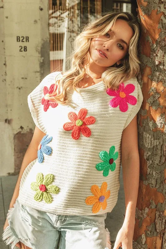 Crochet Flower Embroidery Knit Top sold by Charming Charlie product image thumbnail 2