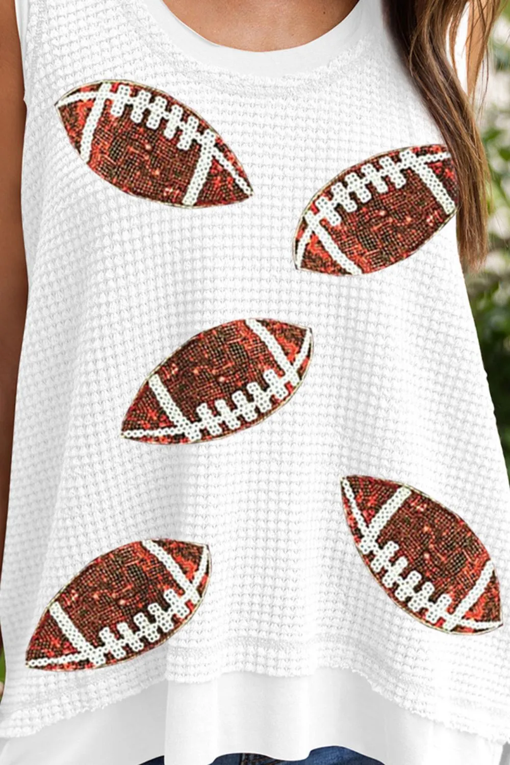 Sequin Football Round Neck Tank sold by Charming Charlie product image thumbnail 3