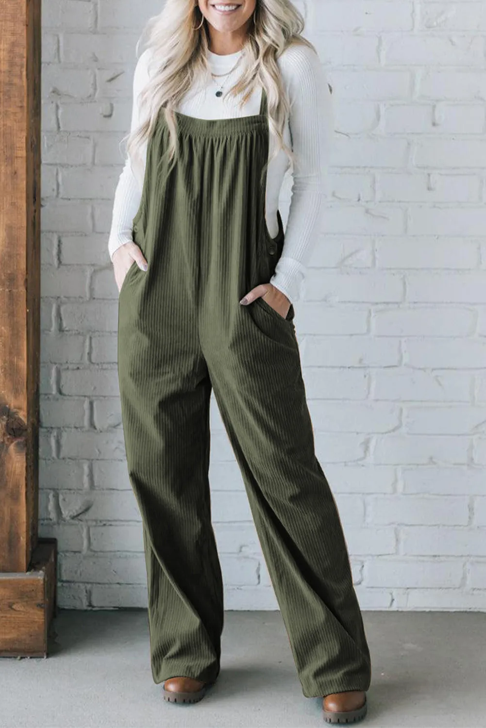 Square Neck Wide Strap Overalls sold by Charming Charlie product image thumbnail 5