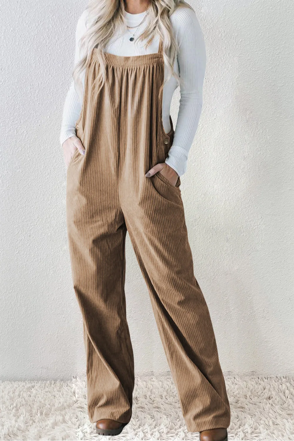 Square Neck Wide Strap Overalls sold by Charming Charlie