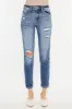 Kancan High Rise Distressed Mom Jeans sold by Charming Charlie