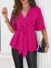 Surplice Tie Waist Half Sleeve Blouse sold by Charming Charlie