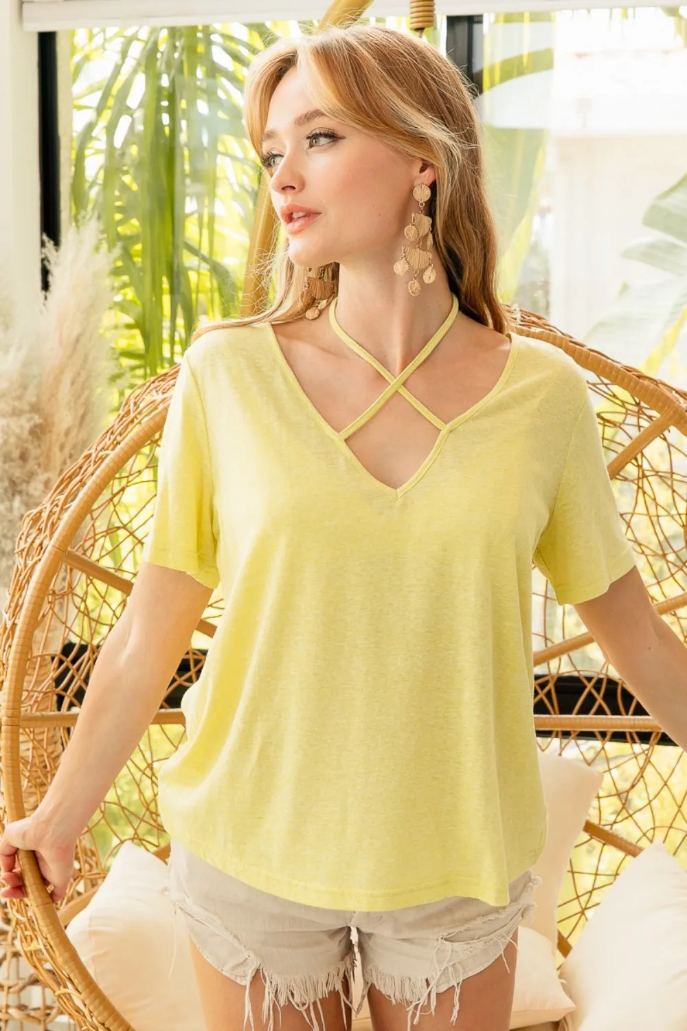 BiBi Tied Detail Short Sleeve T-Shirt sold by Charming Charlie product image thumbnail 5