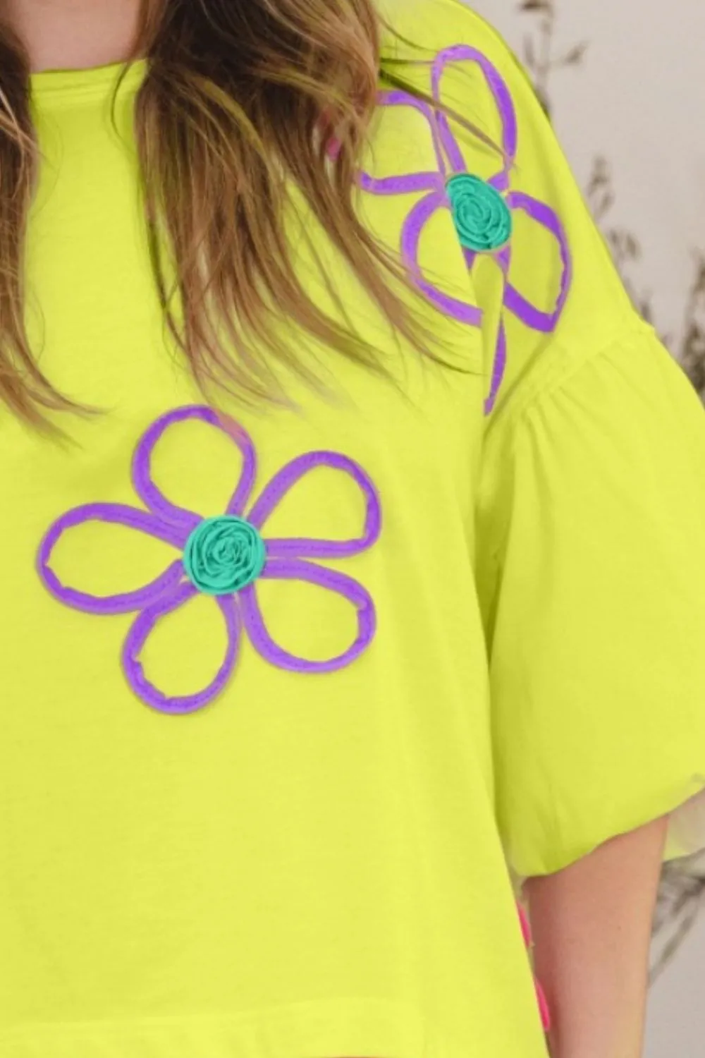 ODDI Full Size Flower Embroidery Detail T-Shirt sold by Charming Charlie product image thumbnail 3