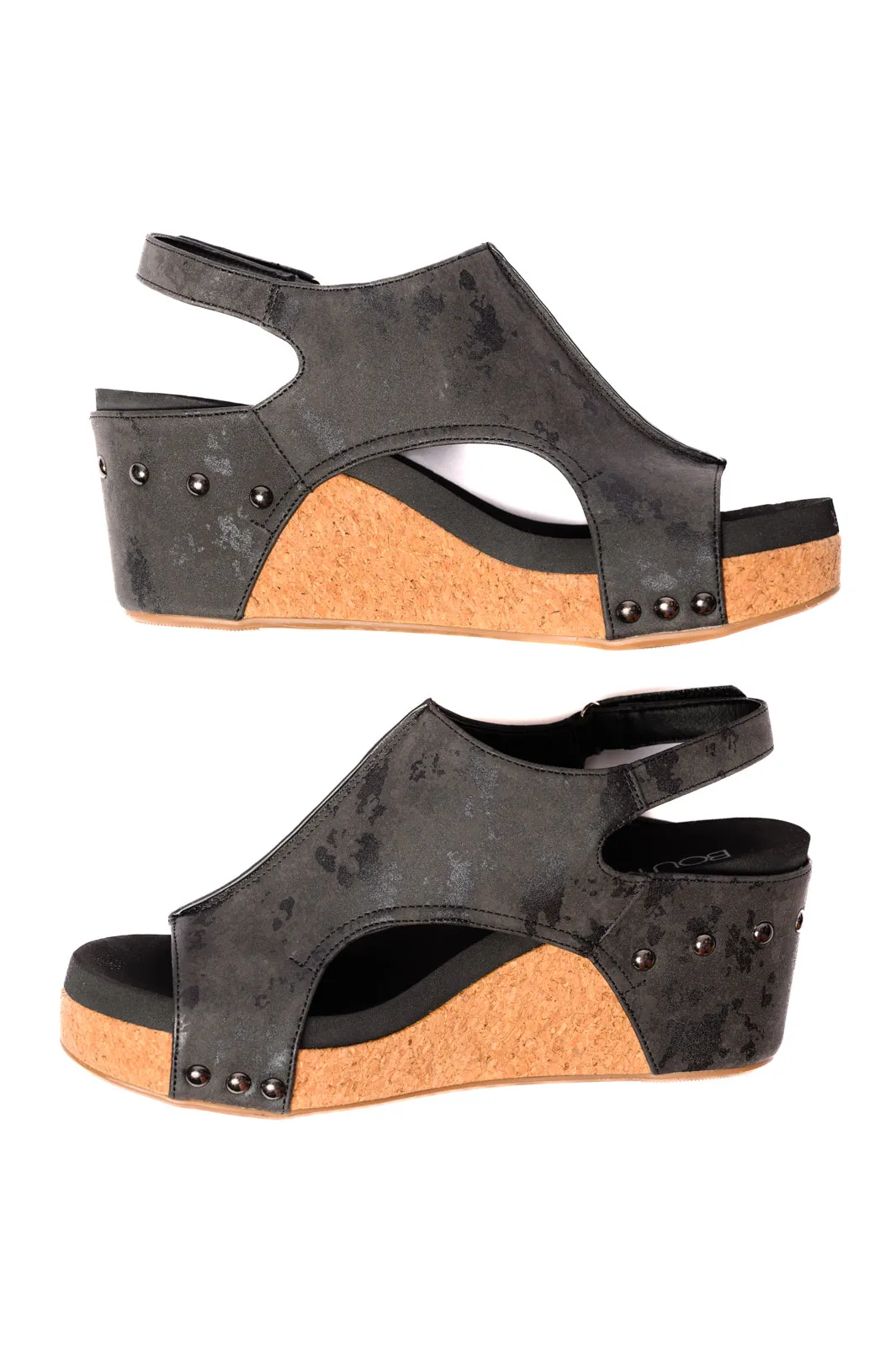 Carley Wedge Sandals in Black Metallic sold by Charming Charlie product image thumbnail 2