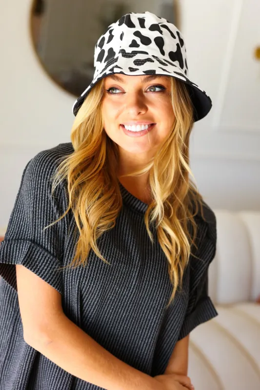 Cow Print Canvas Bucket Hat sold by Charming Charlie