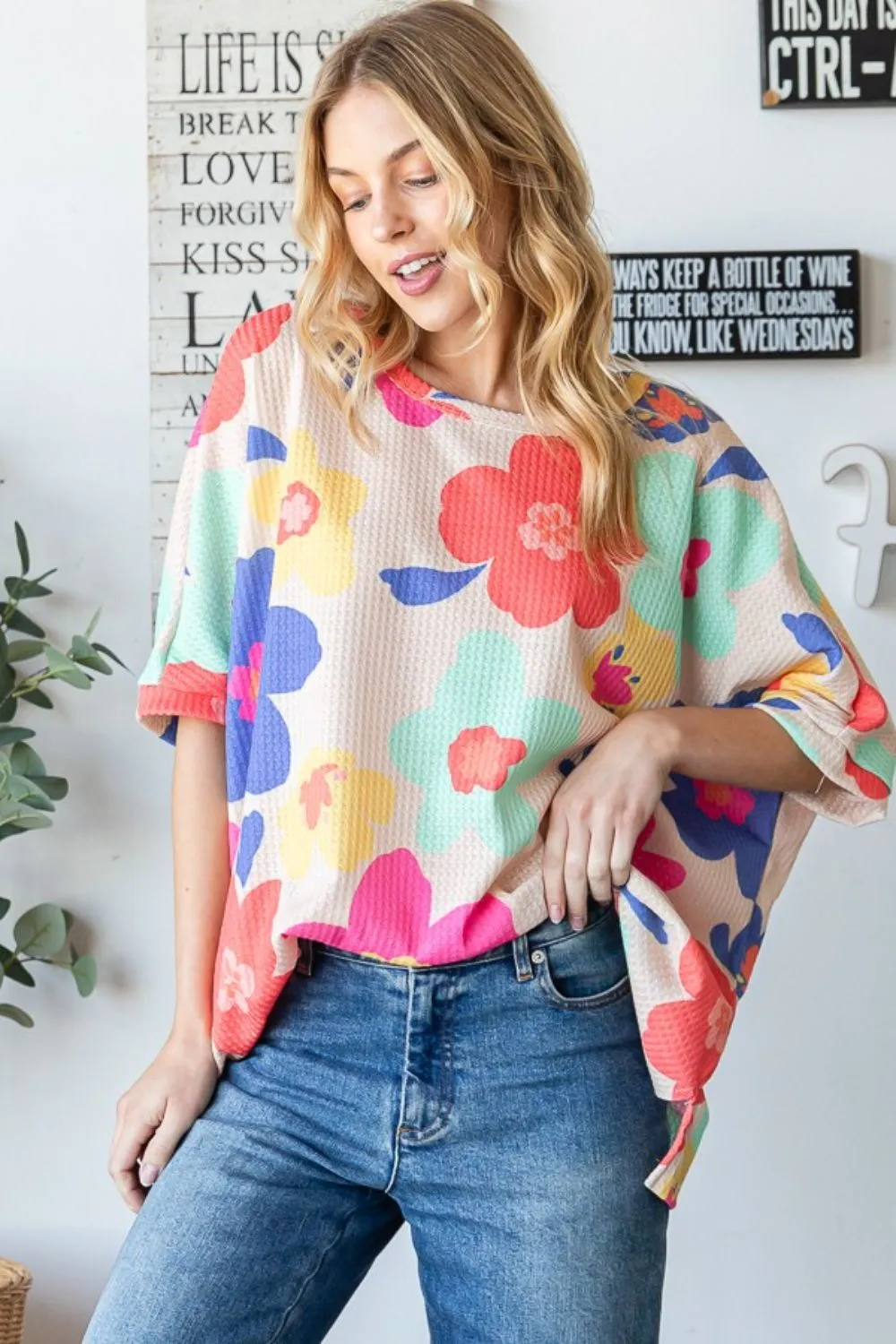 HOPELY Floral Waffle Oversize T-Shirt sold by Charming Charlie product image thumbnail 5