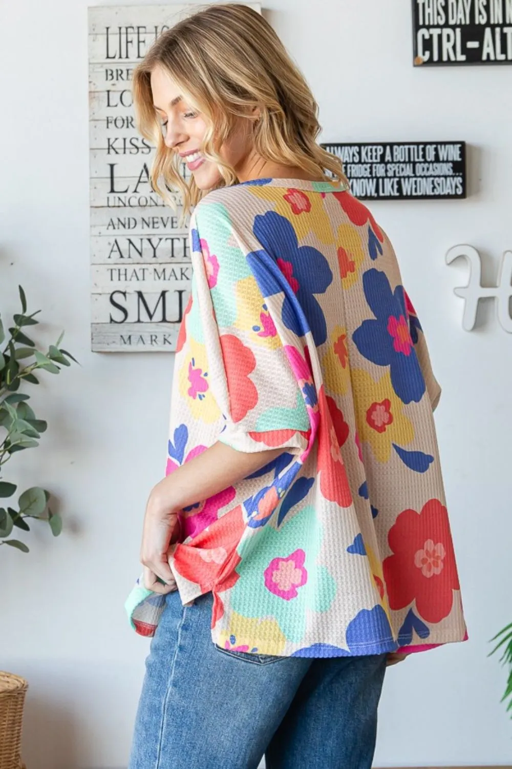 HOPELY Floral Waffle Oversize T-Shirt sold by Charming Charlie product image thumbnail 2