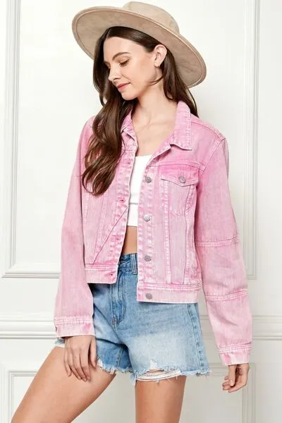 Veveret Button Up Cropped Denim Jacket sold by Charming Charlie product image thumbnail 4