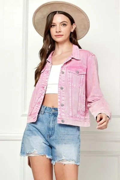 Veveret Button Up Cropped Denim Jacket sold by Charming Charlie product image thumbnail 5