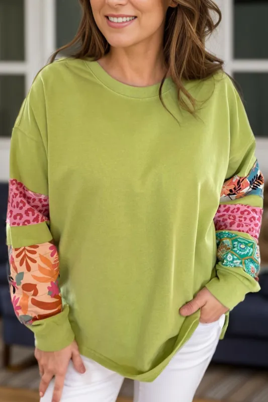 Plus Size Printed Round Neck Long Sleeve Sweatshirt sold by Charming Charlie