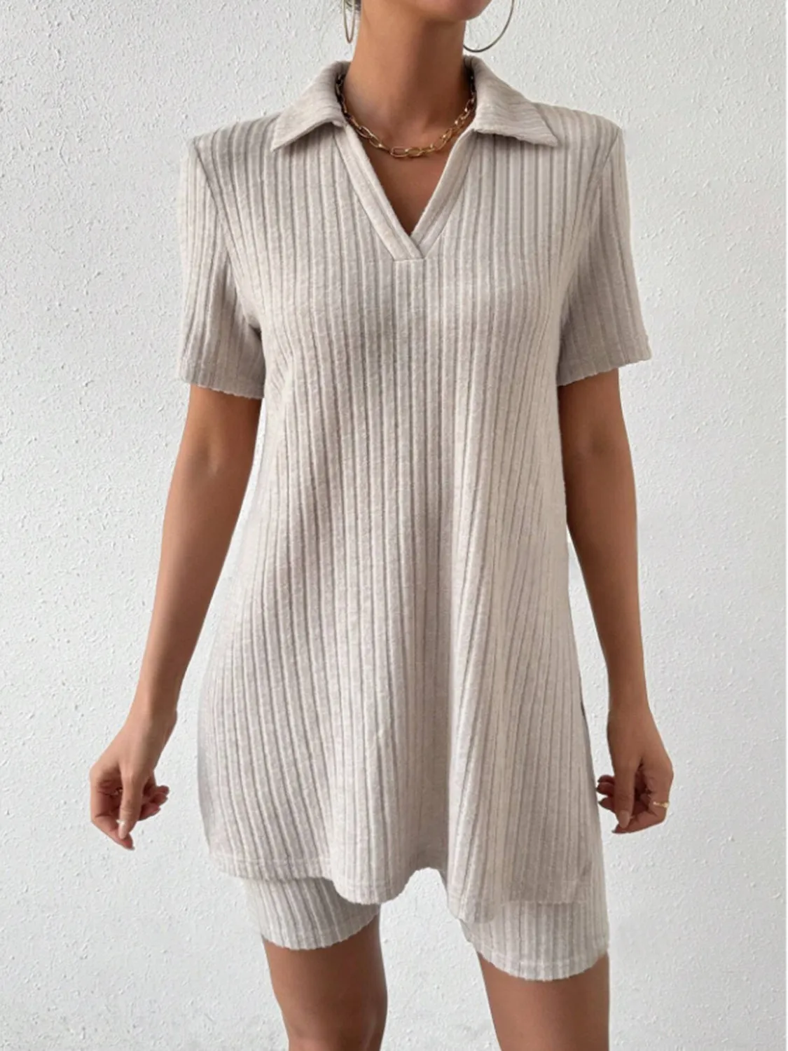 Johnny Collar Short Sleeve Top and Shorts Set sold by Charming Charlie product image thumbnail 4