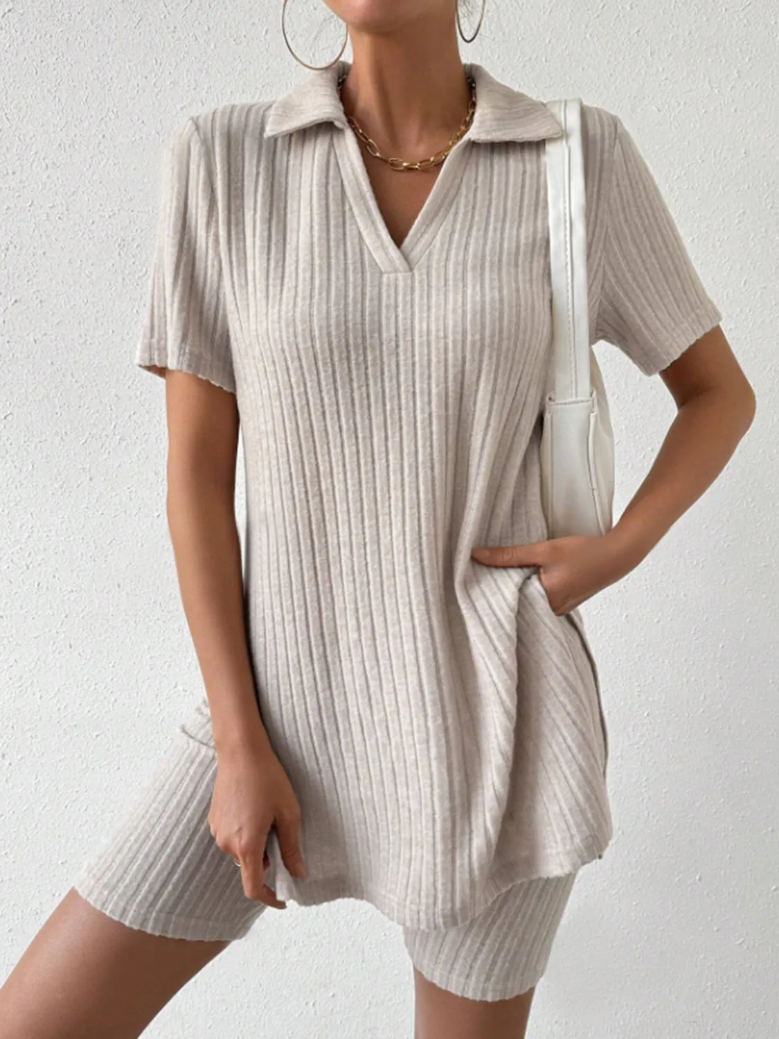 Johnny Collar Short Sleeve Top and Shorts Set sold by Charming Charlie