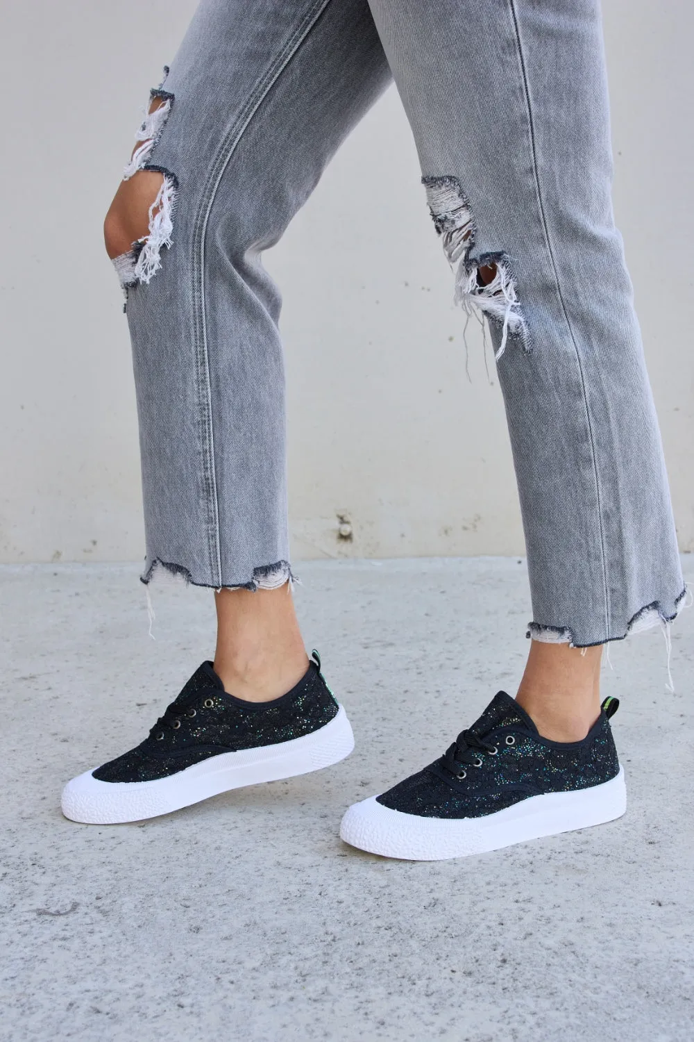 Forever Link Sequin Lace-Up Platform Sneakers sold by Charming Charlie product image thumbnail 5