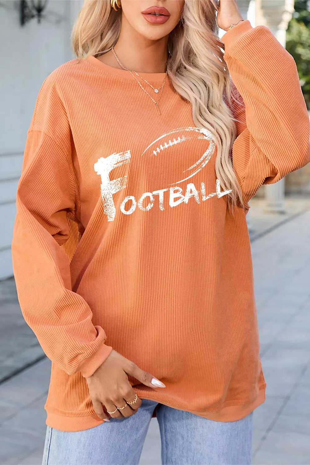 FOOTBALL Round Neck Long Sleeve Sweatshirt sold by Charming Charlie