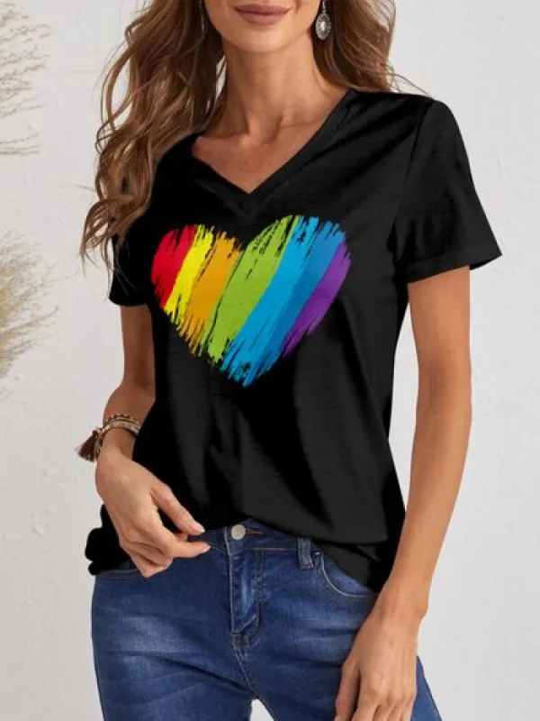 Heart V-Neck Dropped Shoulder T-Shirt sold by Charming Charlie