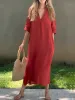 Full Size Notched Half Sleeve Midi Dress sold by Charming Charlie