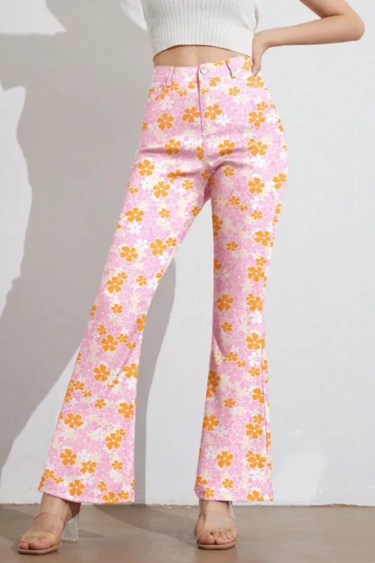 Printed High Waist Flare Pants with Pockets sold by Charming Charlie