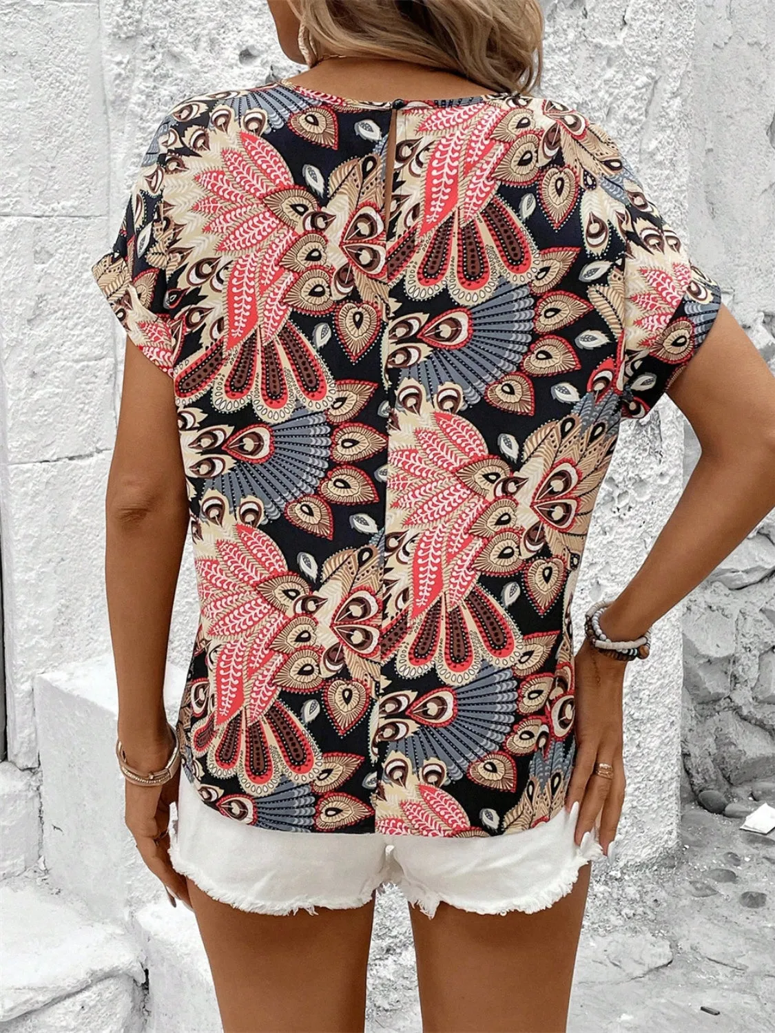Printed Round Neck Short Sleeve Top sold by Charming Charlie product image thumbnail 4