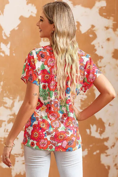 Printed Notched Short Sleeve Blouse sold by Charming Charlie product image thumbnail 2