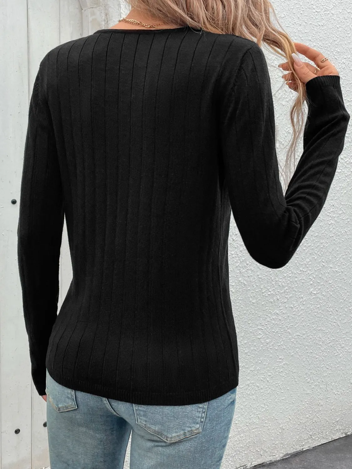 V-Neck Long Sleeve Knit Top sold by Charming Charlie product image thumbnail 2