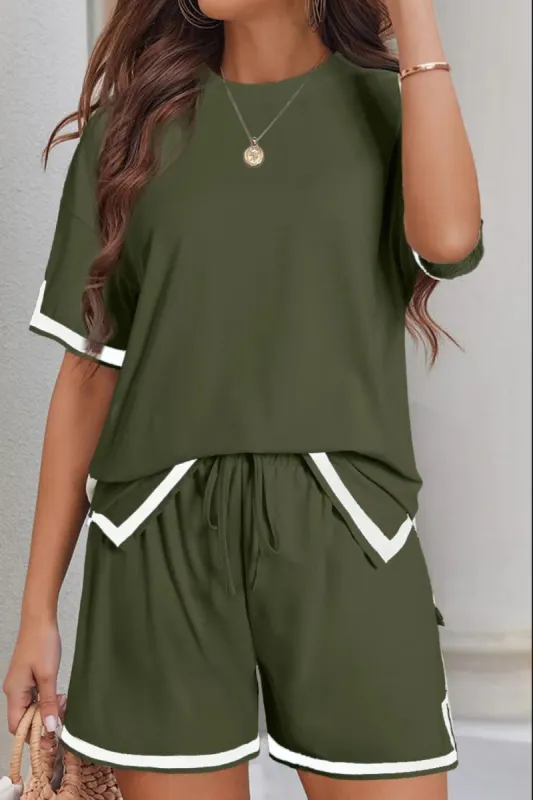 Round Neck Half Sleeve Top and Shorts Set sold by Charming Charlie