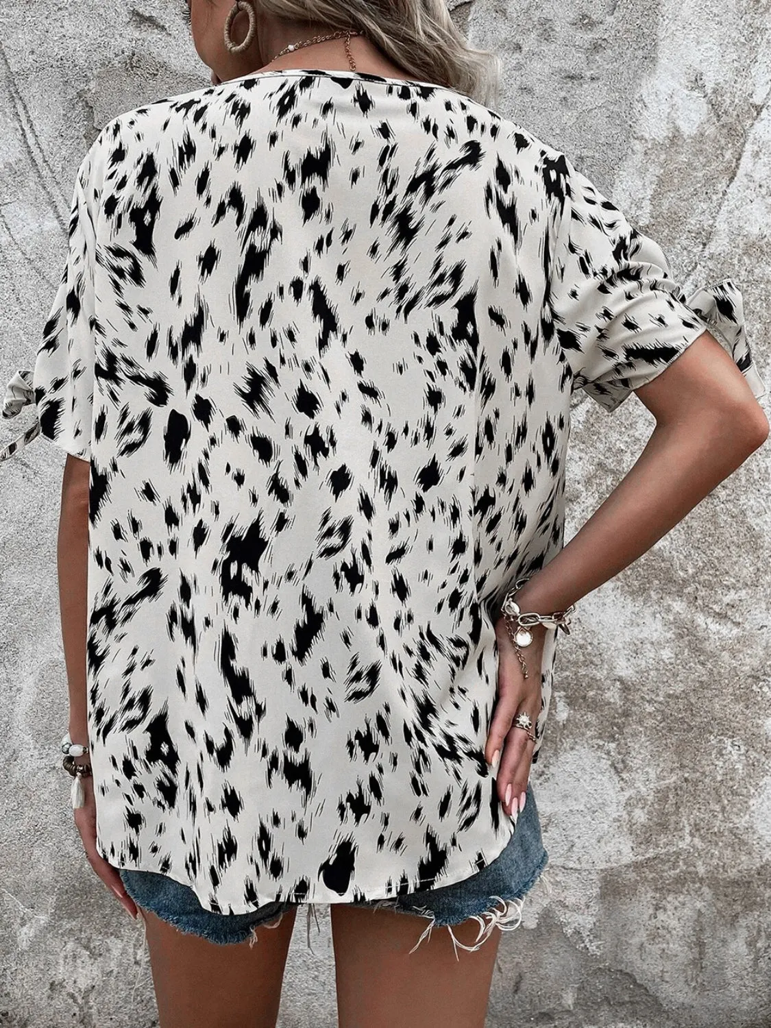 Tied Printed Boat Neck Blouse sold by Charming Charlie product image thumbnail 3