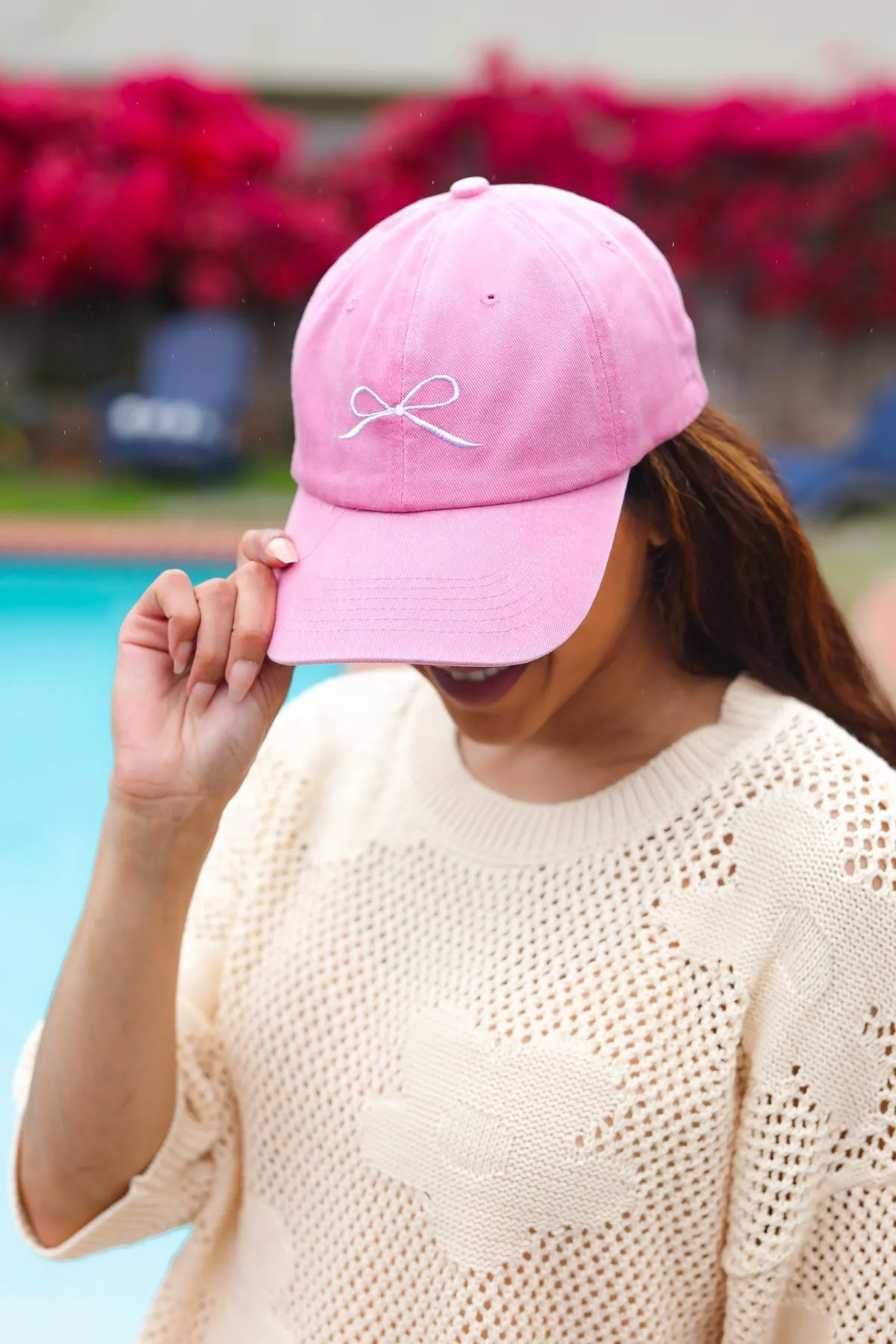 Pink Embroidered Bow Baseball Cap sold by Charming Charlie product image thumbnail 5