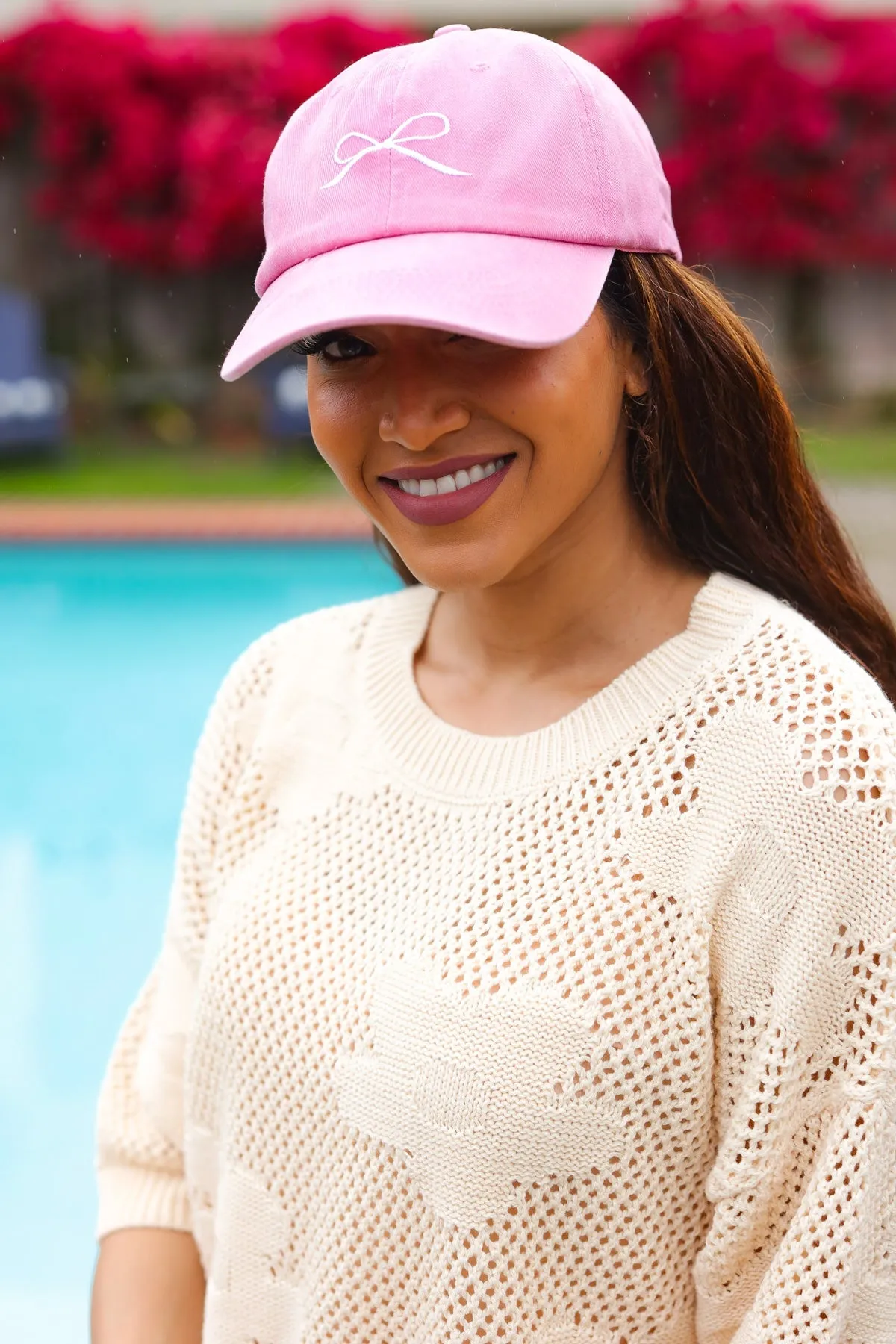 Pink Embroidered Bow Baseball Cap sold by Charming Charlie