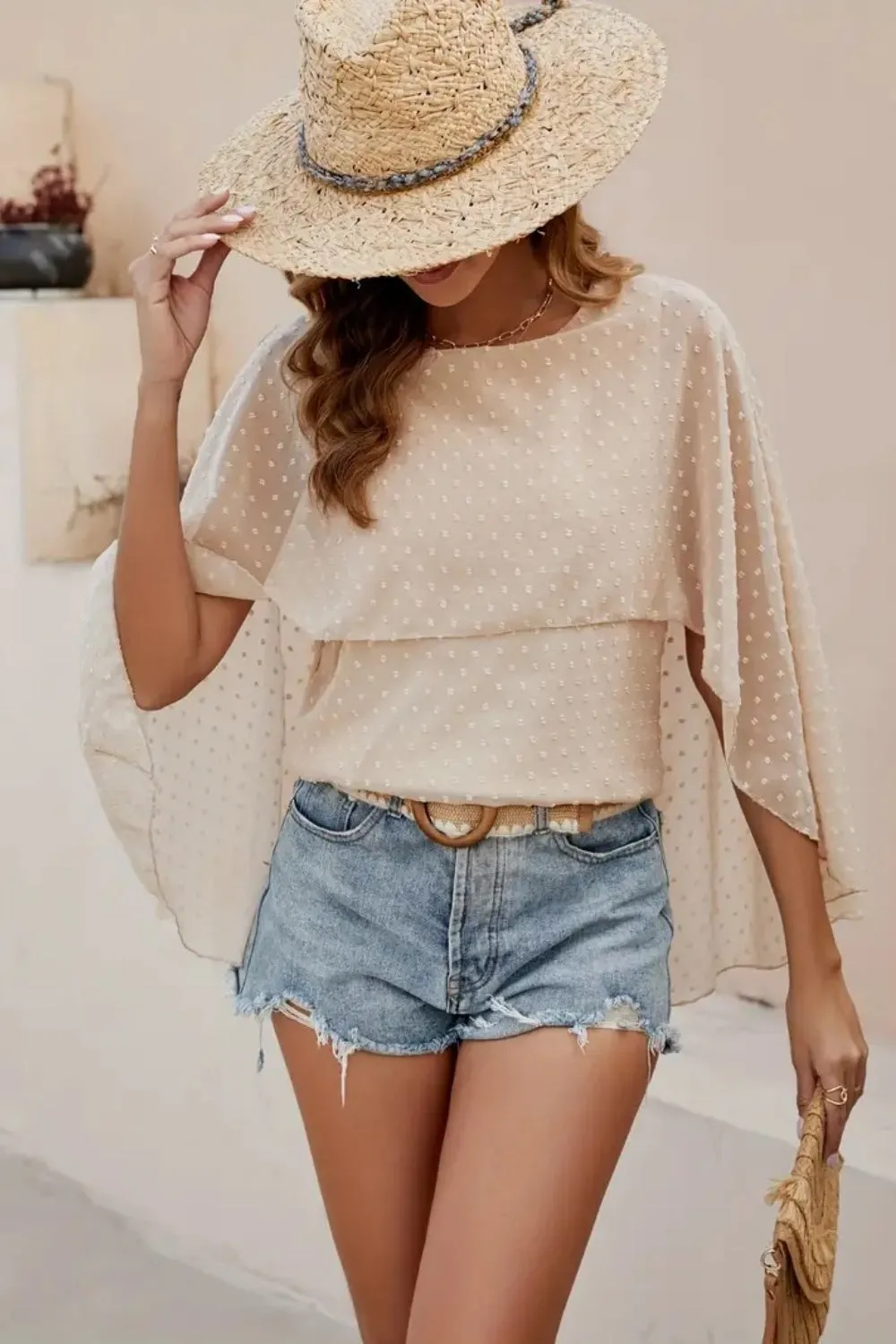 Swiss Dot Round Neck Blouse sold by Charming Charlie product image thumbnail 5