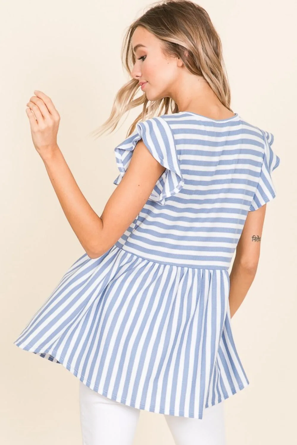 BOMBOM Striped Round Neck Blouse sold by Charming Charlie product image thumbnail 2