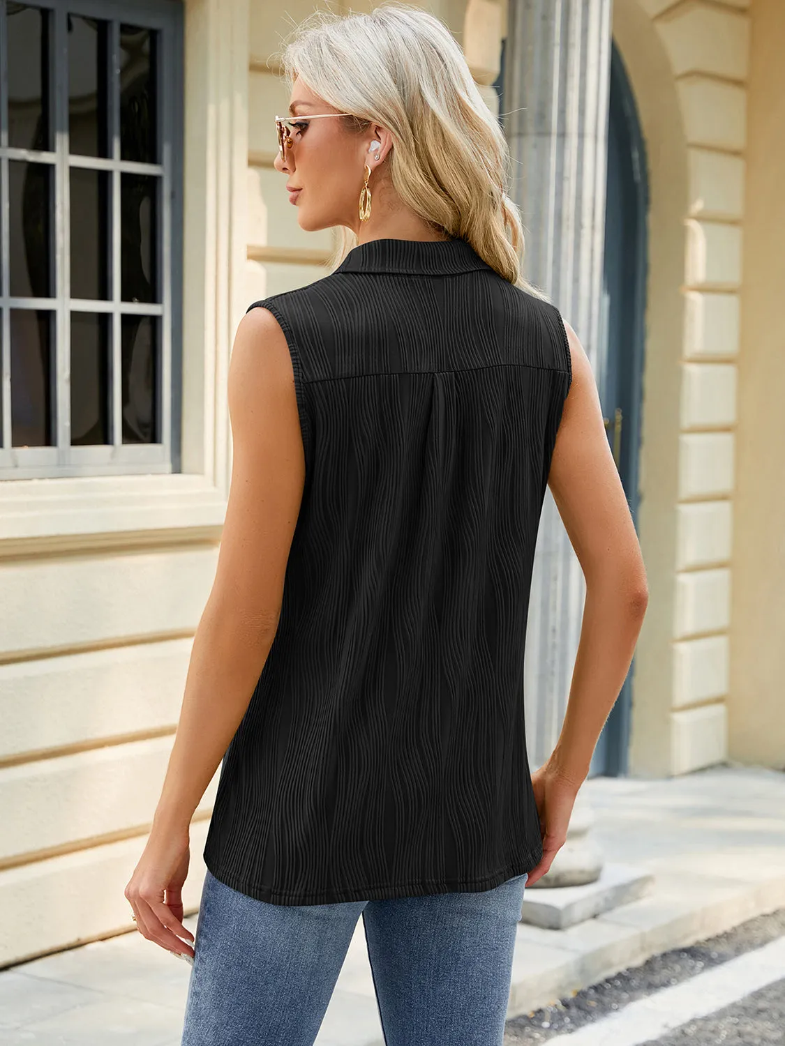 Textured Johnny Collar Tank sold by Charming Charlie product image thumbnail 2