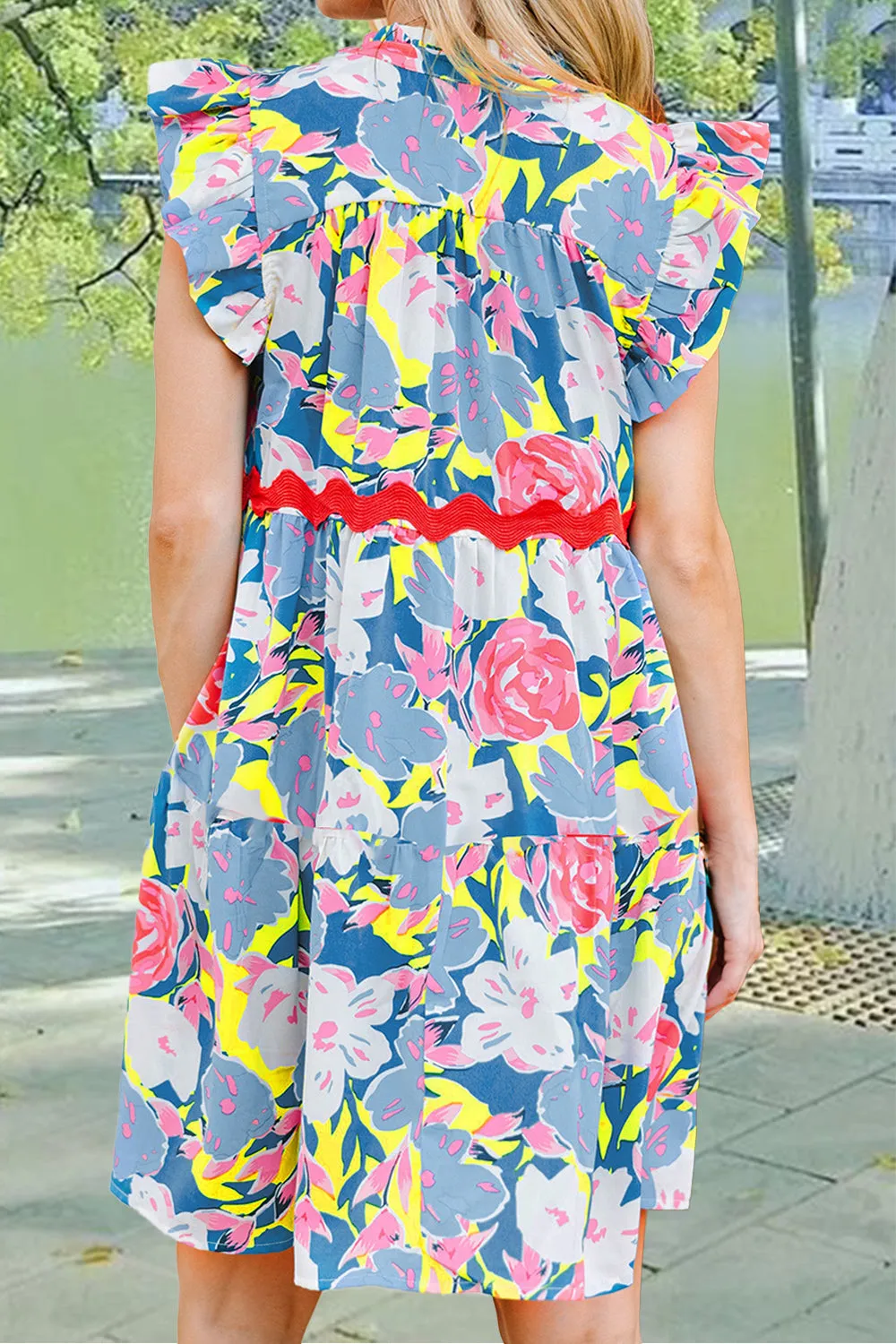 Ruffled Printed Cap Sleeve Mini Dress sold by Charming Charlie product image thumbnail 3