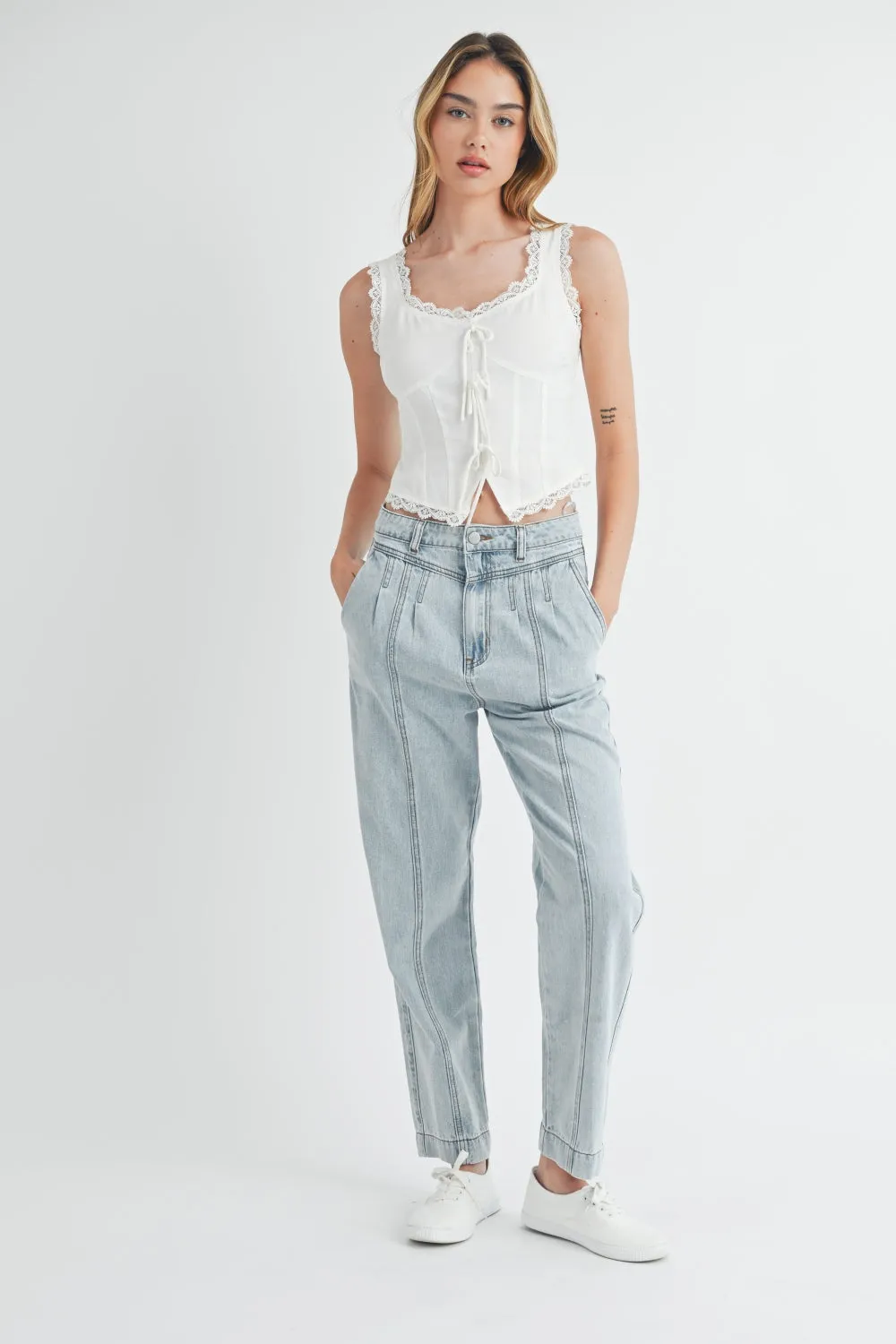MABLE Pleated Front Detail Straight Jeans sold by Charming Charlie product image thumbnail 4
