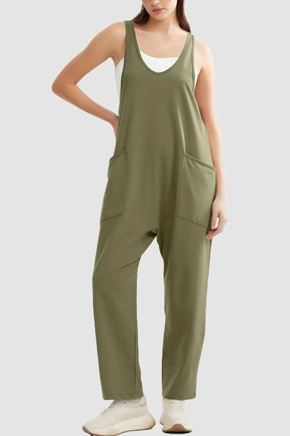 Wide Strap Jumpsuit with Pockets sold by Charming Charlie